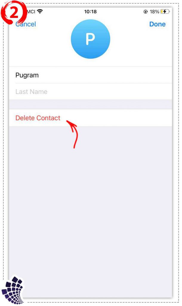 Delete the desired contact in Telegram