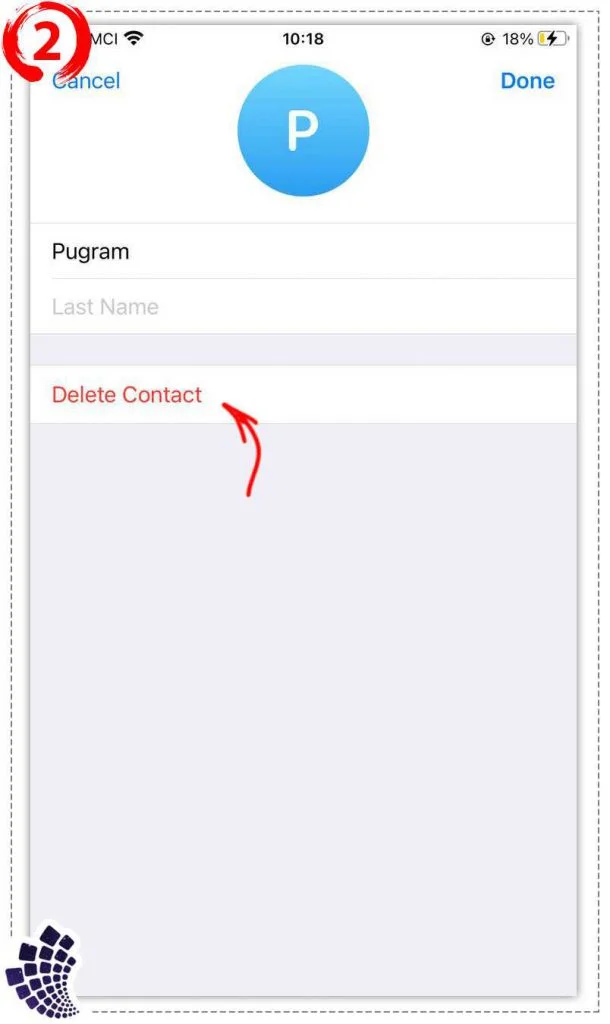 Delete the desired contact in Telegram