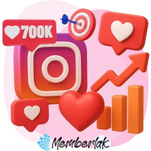 3D Instagram illustration showing like icons and engagement growth for buy Instagram likes